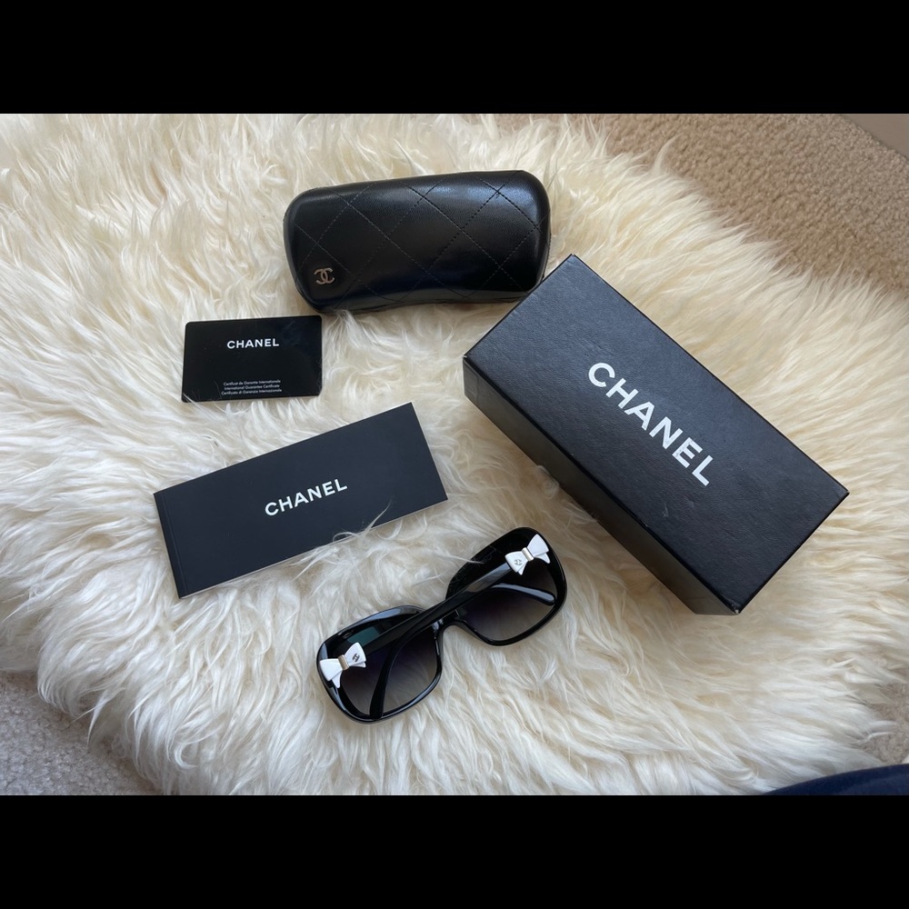 Chanel 5171 Sunglasses Black with White Bow